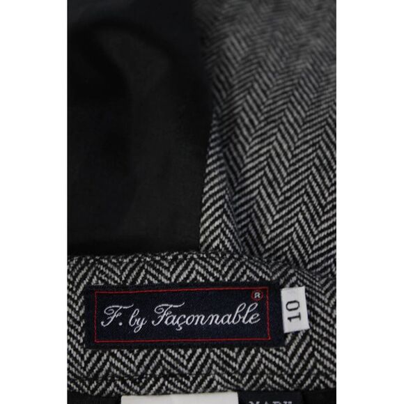 F. by Faconnable Womens Wool Striped Side Zipped Pencil Skirt Black Size 10 - Picture 7 of 7